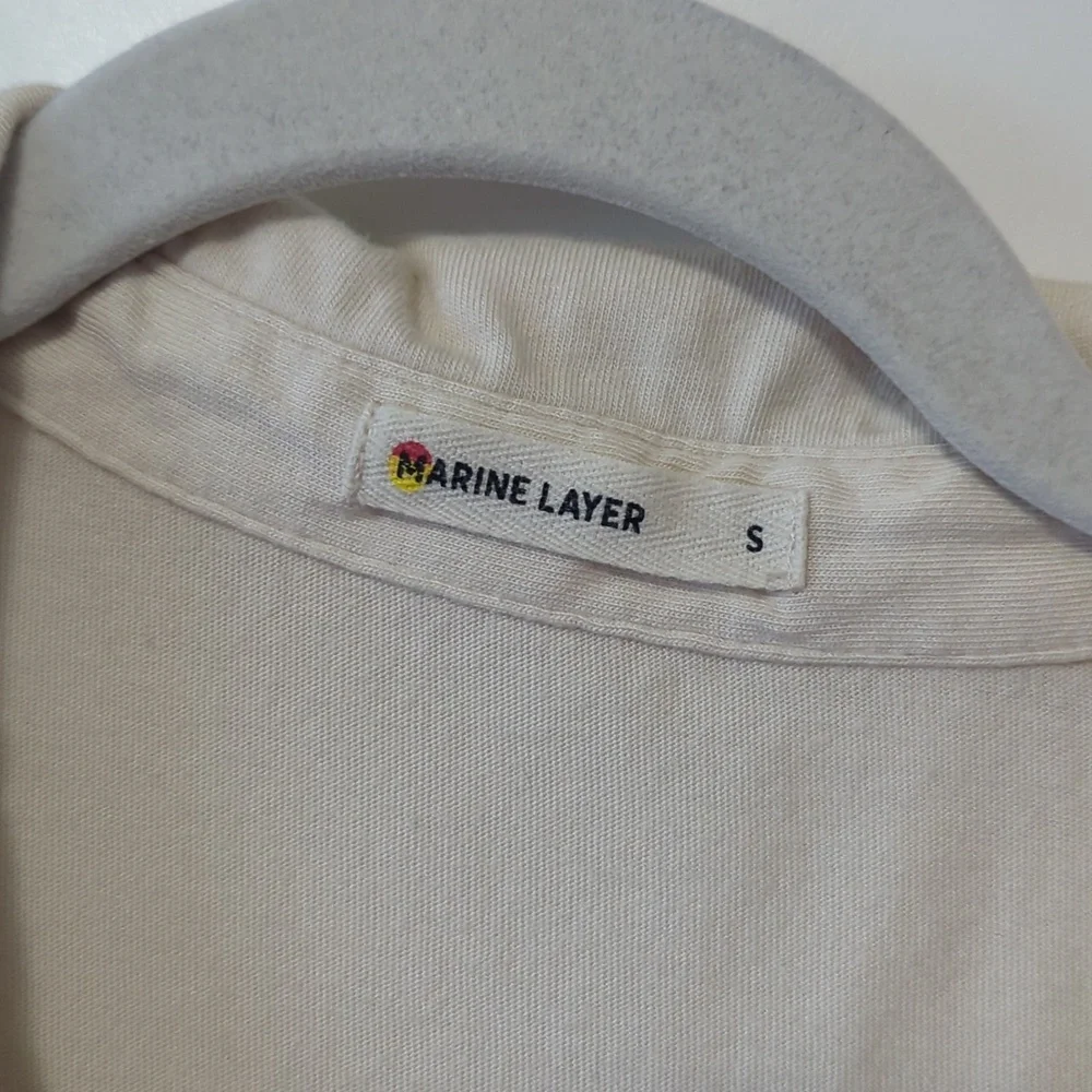 Marine Layer Blue and Cream Striped Polo Shirt - Size Small - Picture 5 of 10